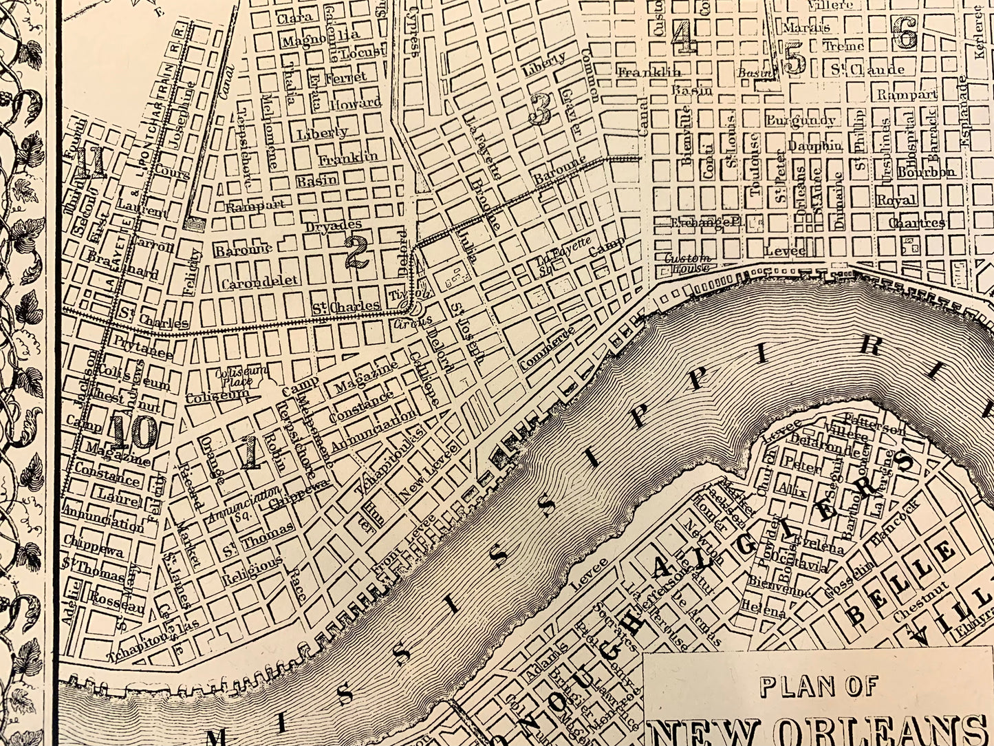 1870 PLAN OF NEW ORLEANS MAP PRINT