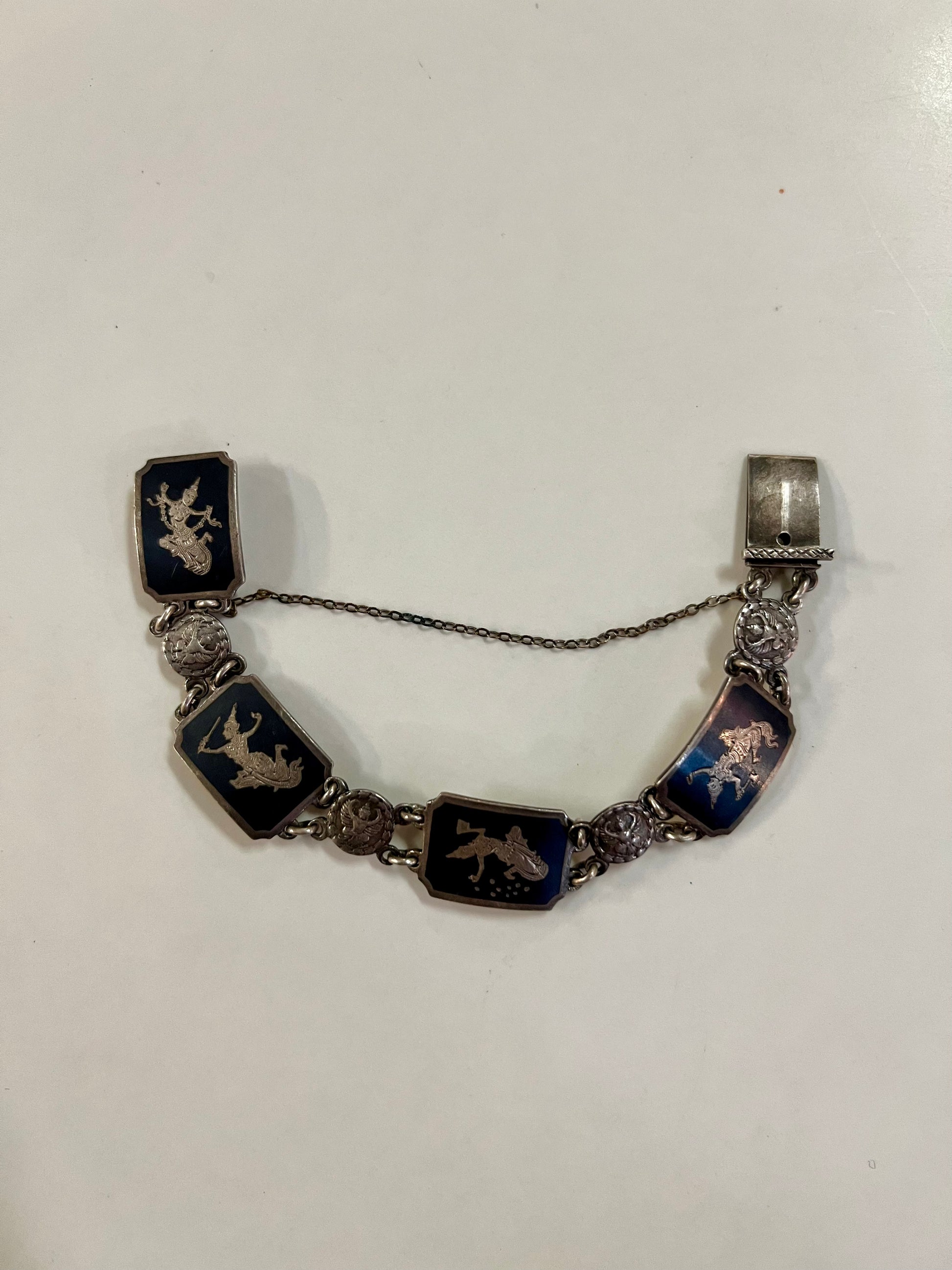 Dancing Figurines Thai Nakon Sterling Silver Bracelet