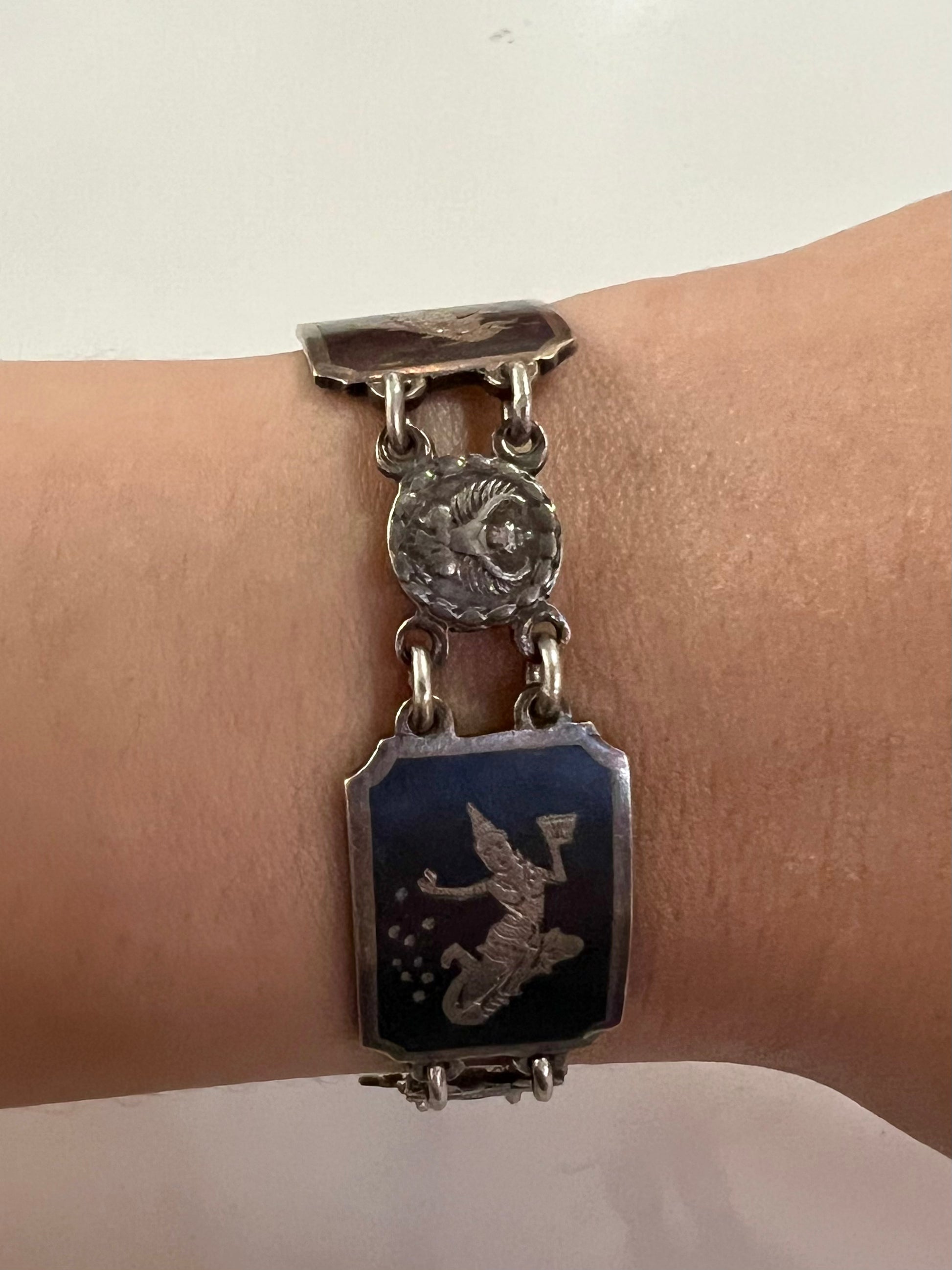 Dancing Figurines Thai Nakon Sterling Silver Bracelet