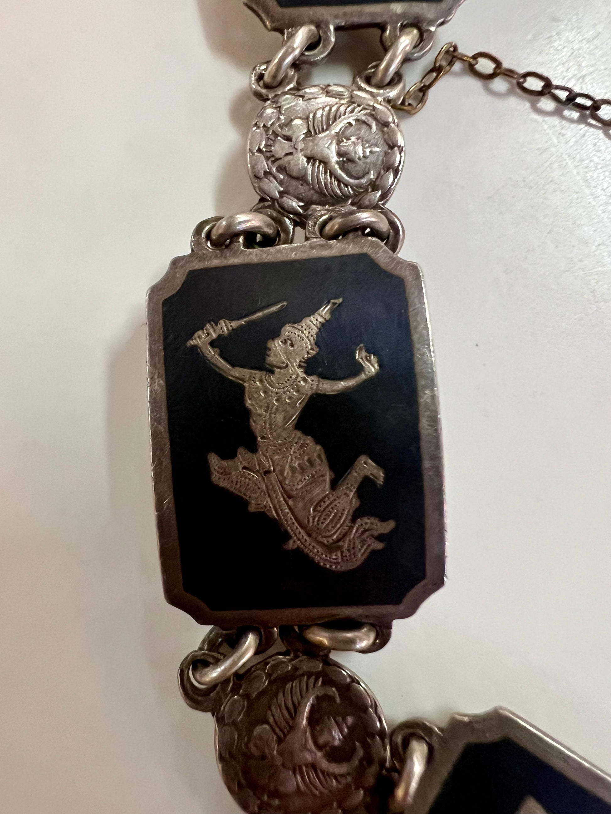 Dancing Figurines Thai Nakon Sterling Silver Bracelet
