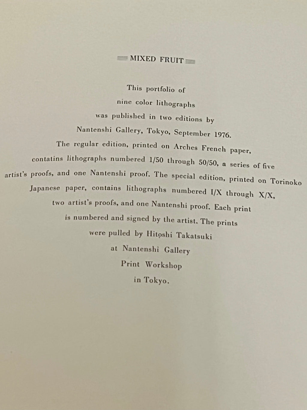 "Mixed Fruit" by Masuo Ikeda, 1976
