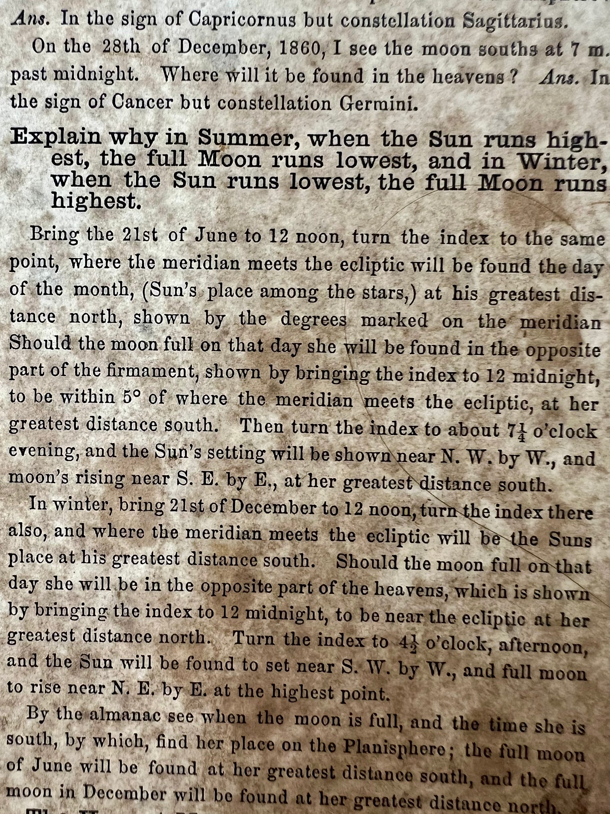 "A MOVABLE PLANISPHERE, Showing the positions of the heavens at any given time"